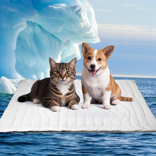 Large Dog Cooling Mat with Q-MAX>0.4, 48" x 28", Thin Non-Gel Self-Chilling Pad, Washable, Non-Slip, Foldable, Supports Dogs up to 80 lbs