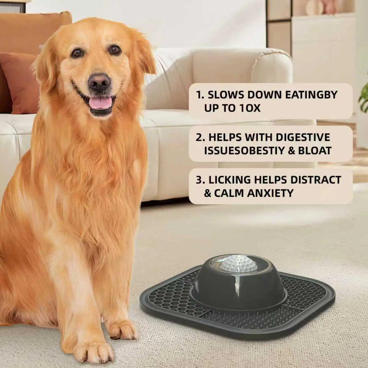 PLOSIF Slow Feeder Dog Bowl with Anti-Slip Ball-In Design for Liquid Treats - 3/4 Cup Capacity for Bone Broth and Yogurt, Ideal for Small to Large Breeds, Supports Dietary Supplement and Post-Operative Nutrition