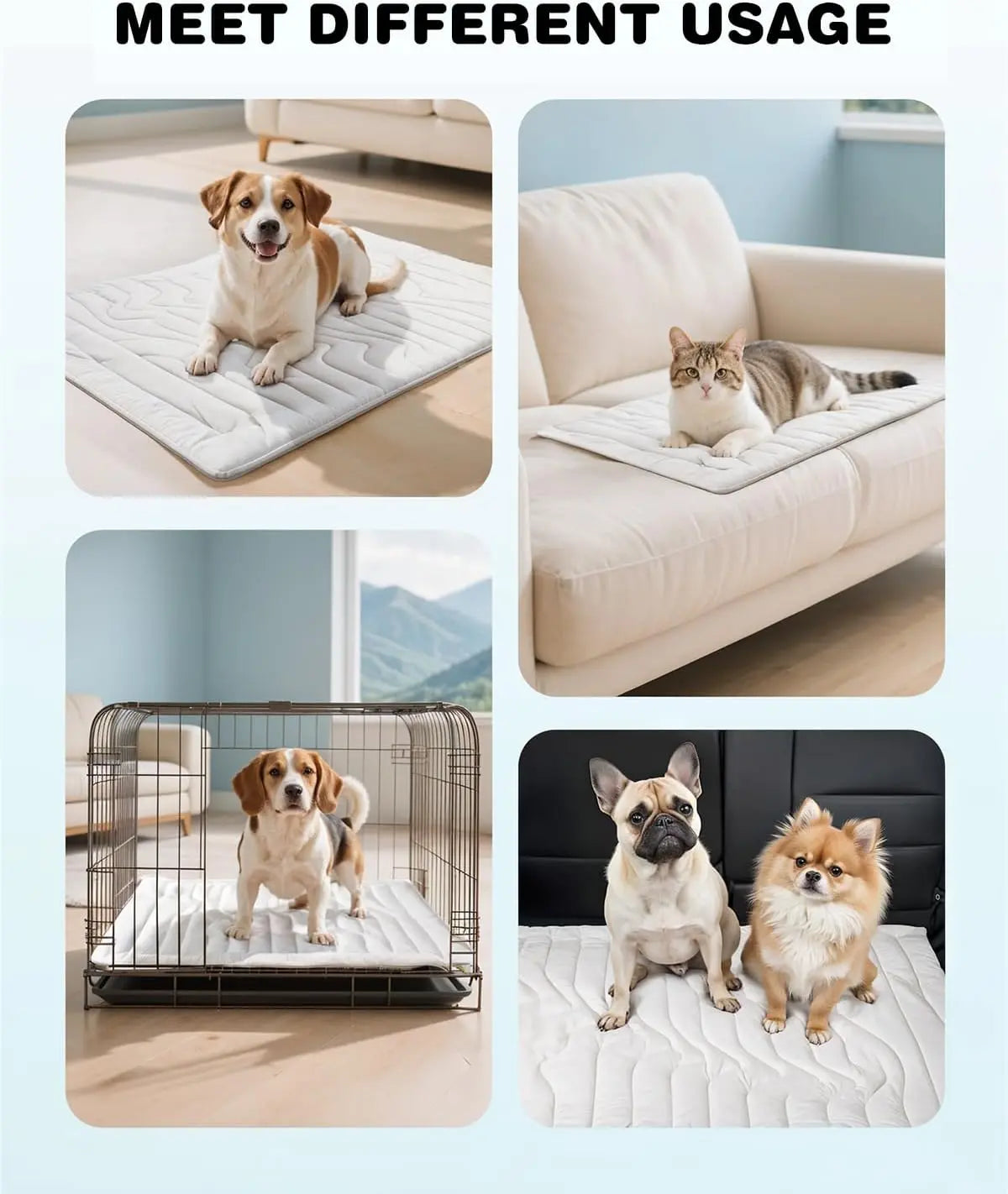 Large Dog Cooling Mat with Q-MAX>0.4, 48" x 28", Thin Non-Gel Self-Chilling Pad, Washable, Non-Slip, Foldable, Supports Dogs up to 80 lbs