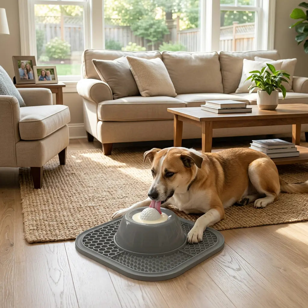 PLOSIF Slow Feeder Dog Bowl with Anti-Slip Ball-In Design for Liquid Treats - 3/4 Cup Capacity for Bone Broth and Yogurt, Ideal for Small to Large Breeds, Supports Dietary Supplement and Post-Operative Nutrition