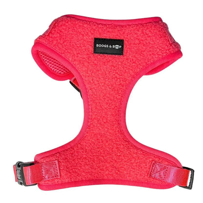 Fluorescent Pink Adjustable Teddy Fabric Dog Harness