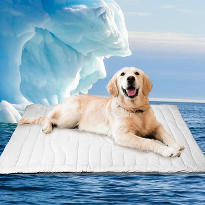 Large Dog Cooling Mat with Q-MAX>0.4, 48" x 28", Thin Non-Gel Self-Chilling Pad, Washable, Non-Slip, Foldable, Supports Dogs up to 80 lbs